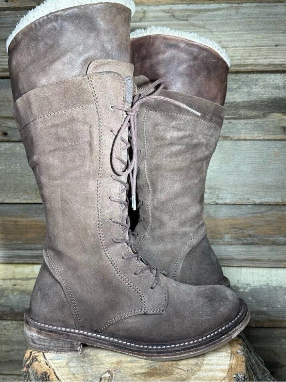 Vintage Foundry Co Brown Leather Lace Up Boots sz 7 - Picture 4 of 8